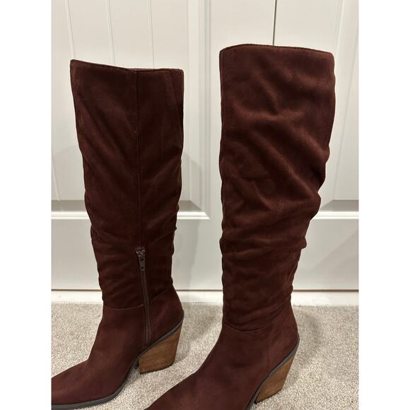 Charles David Wire Tall Boots Brown Microsuede Size 7 NWOB Textile Upper Fall - Picture 6 of 15